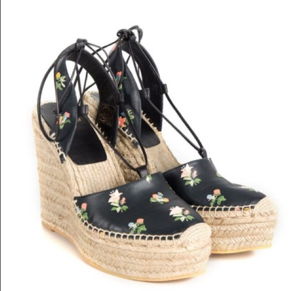 YSL Yves Saint Laurent Black Floral Espadrilles 36 - Picture 5 of 7